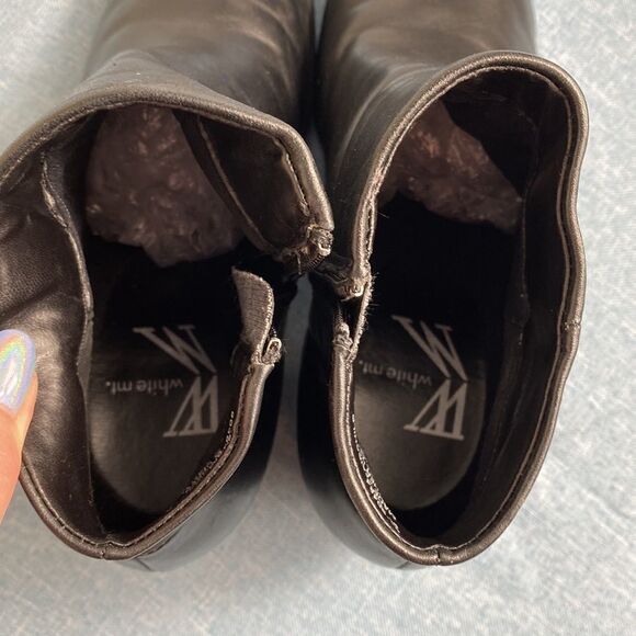 White Mountain Black Fairchild Leather Ankle Boots size 8 M - Picture 9 of 10
